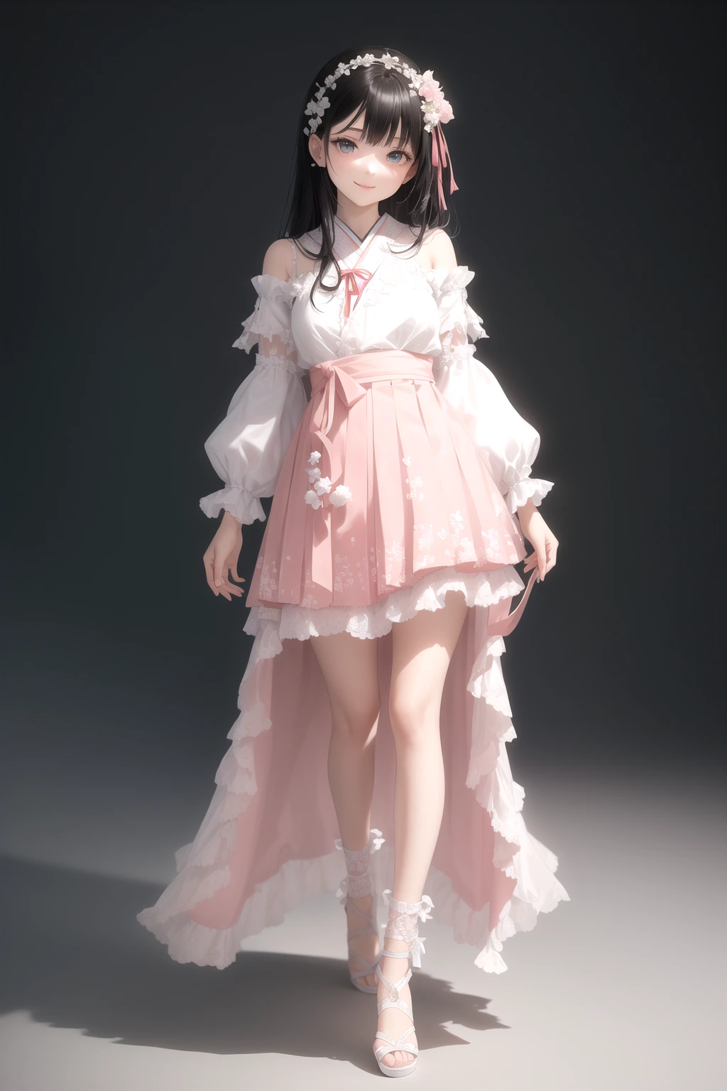 パステルピンク フリルドレス