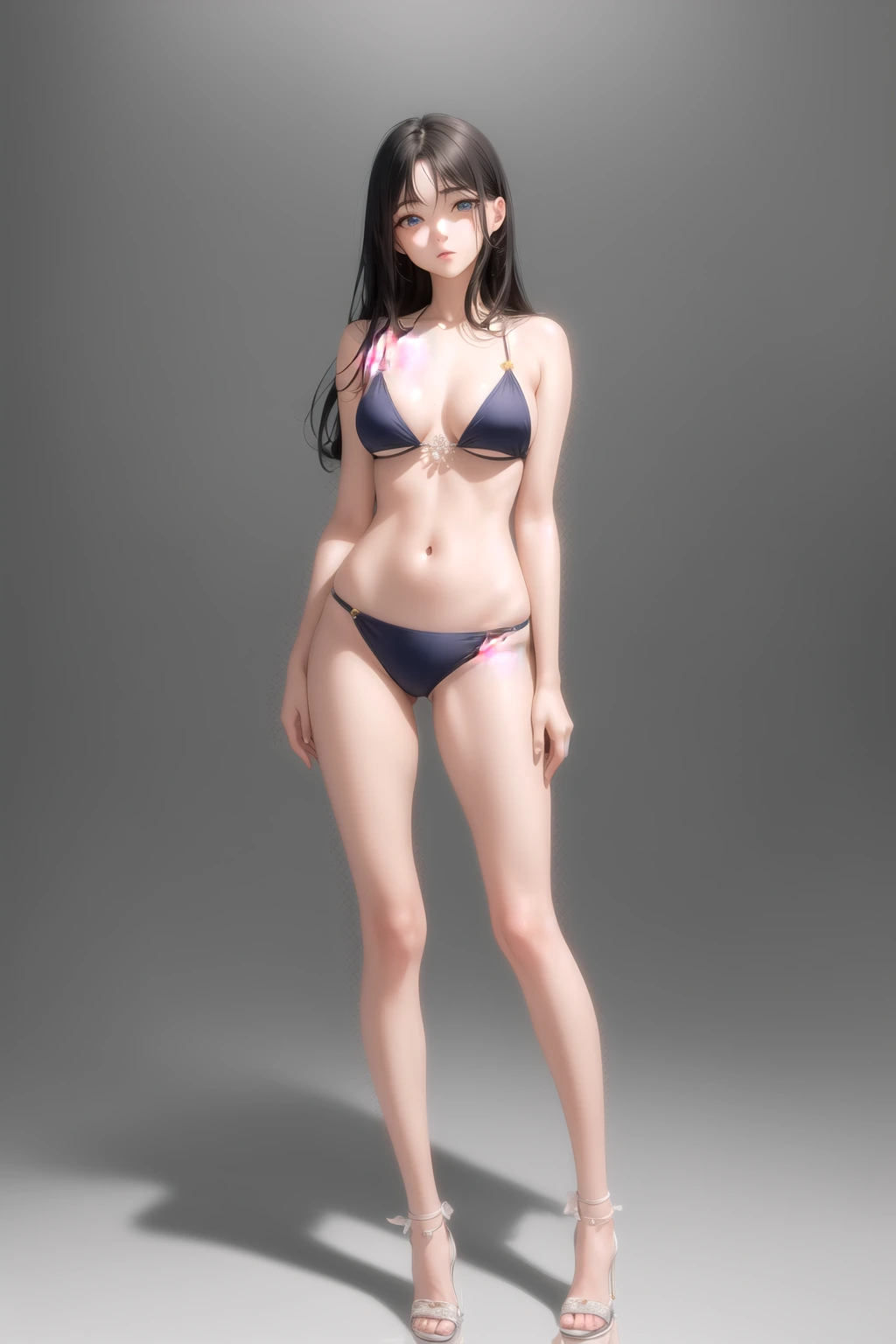 鏡を見つめる