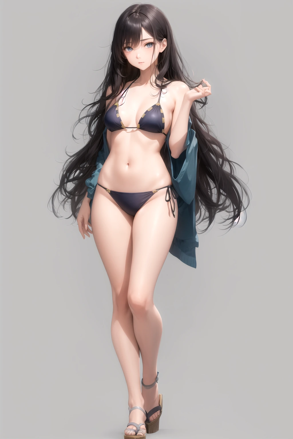 台に浅く腰掛け