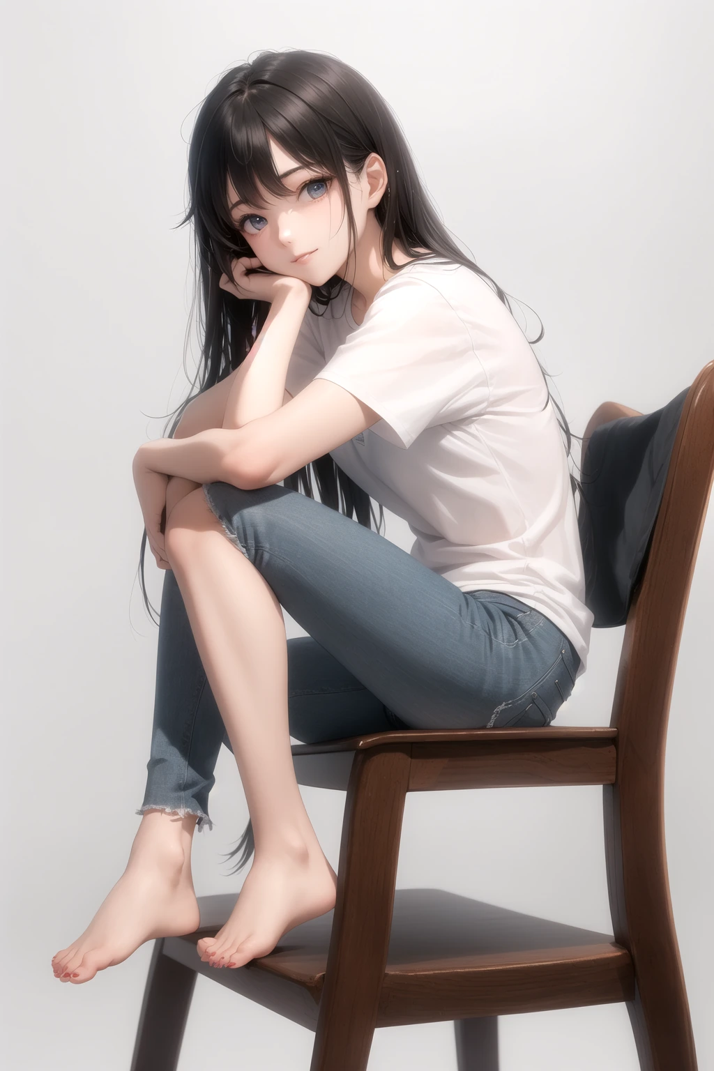 逆向きに座る