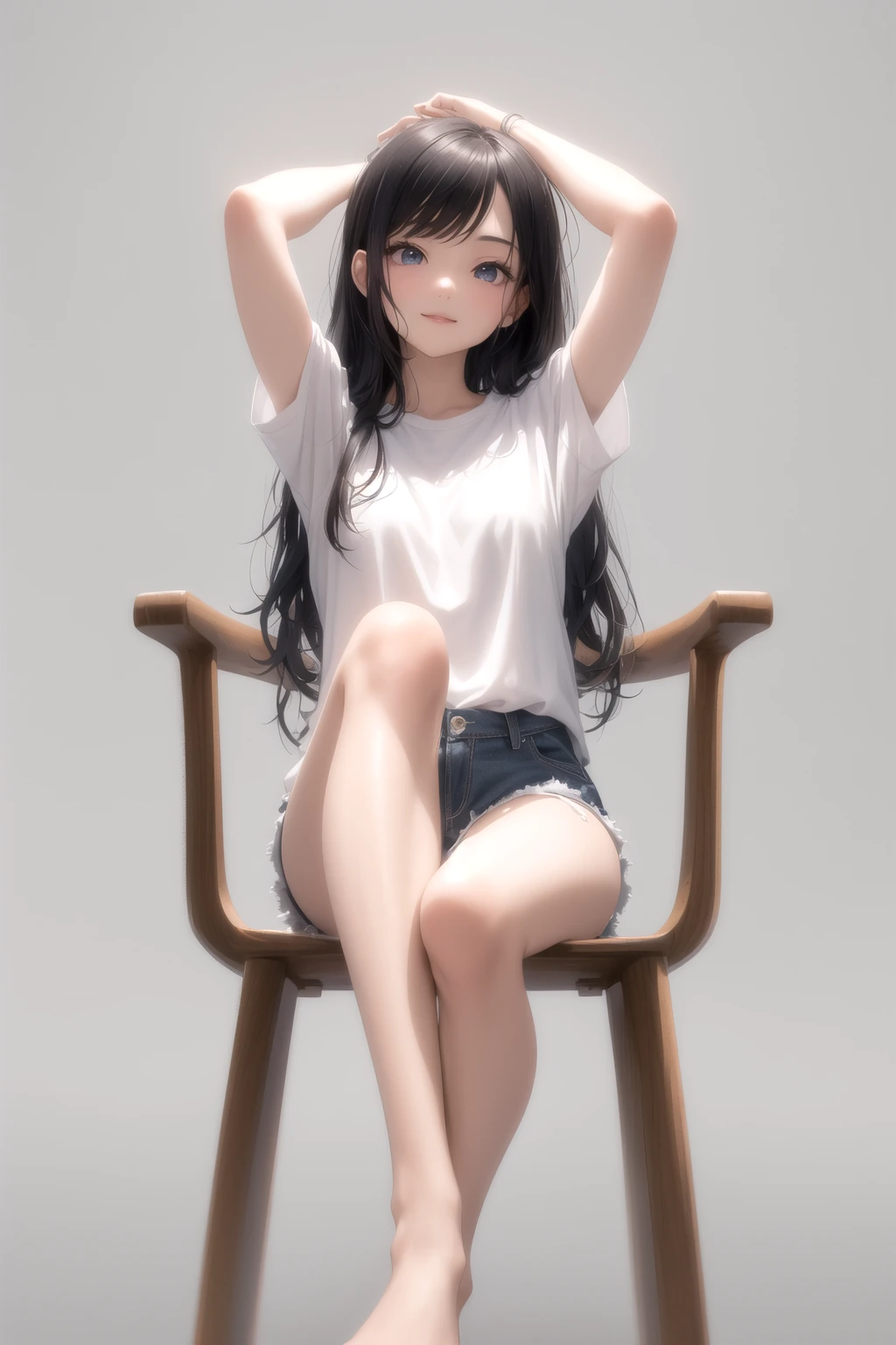 座って伸び