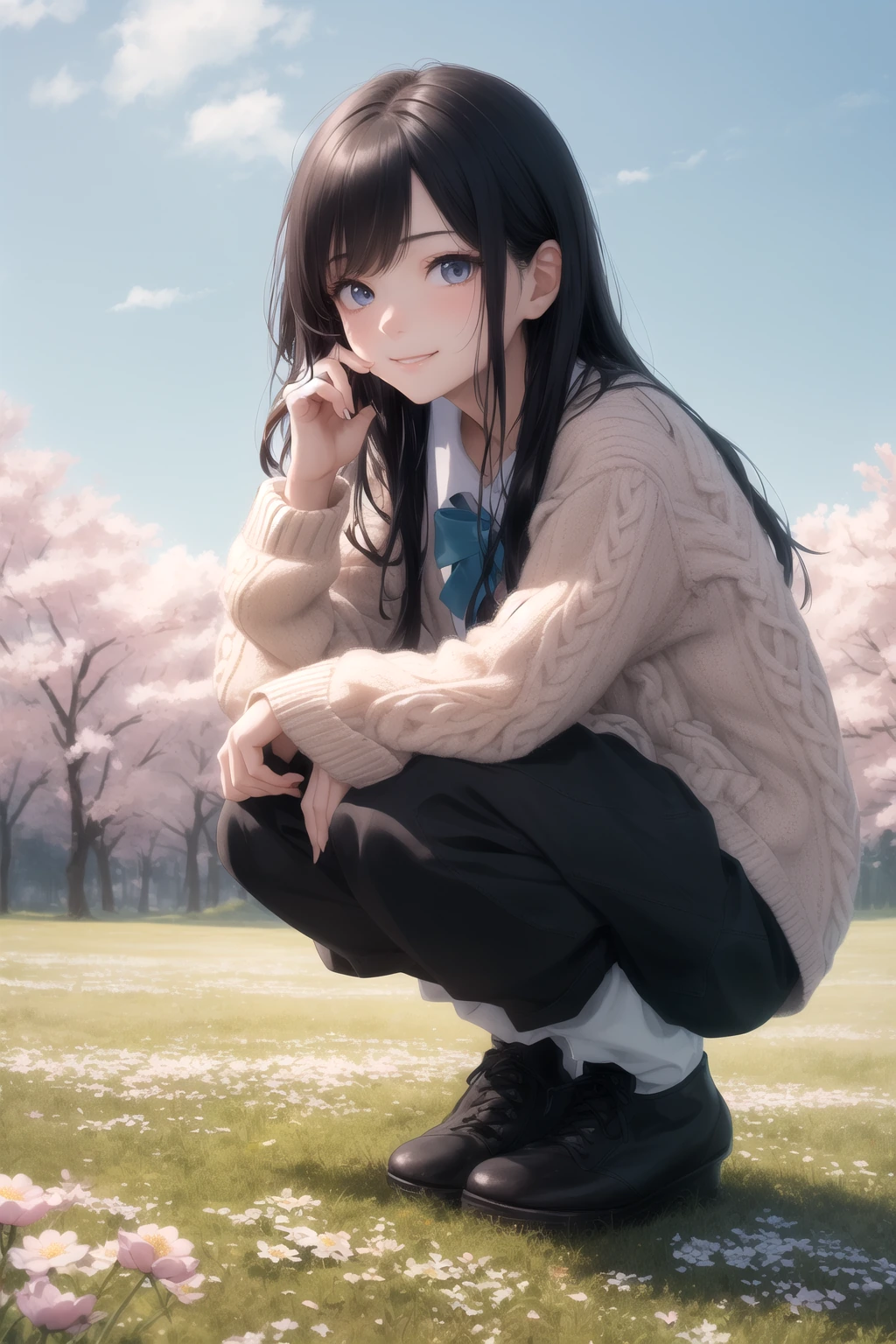 花畑で花摘み