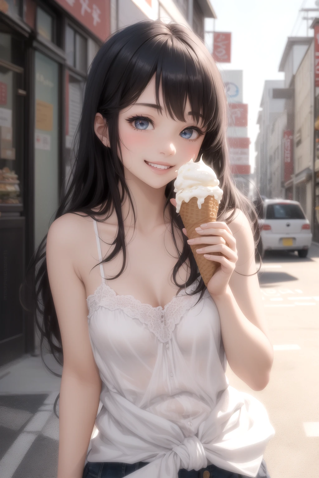 アイスを食べる