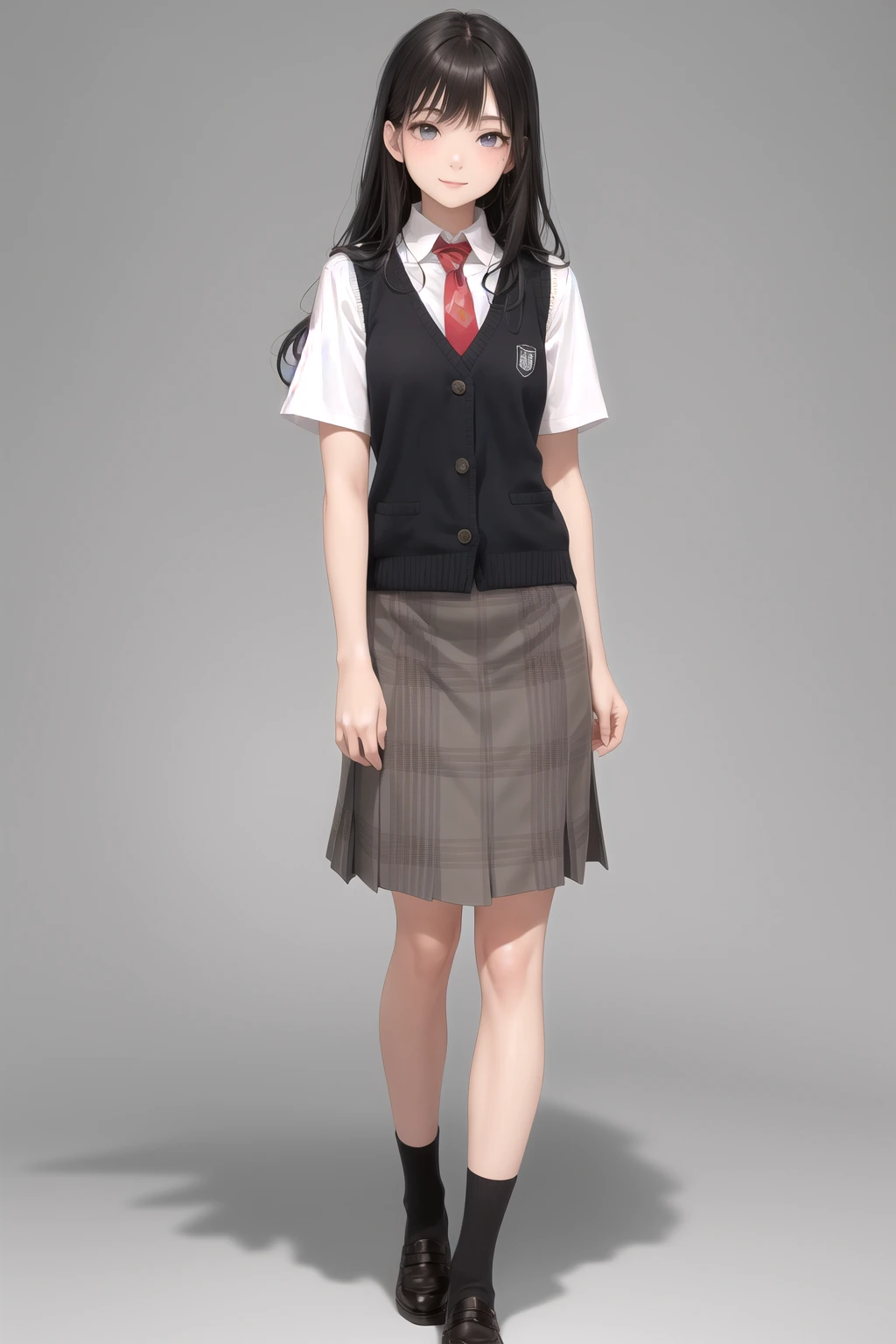 ベスト×ネクタイ×グレンチェック