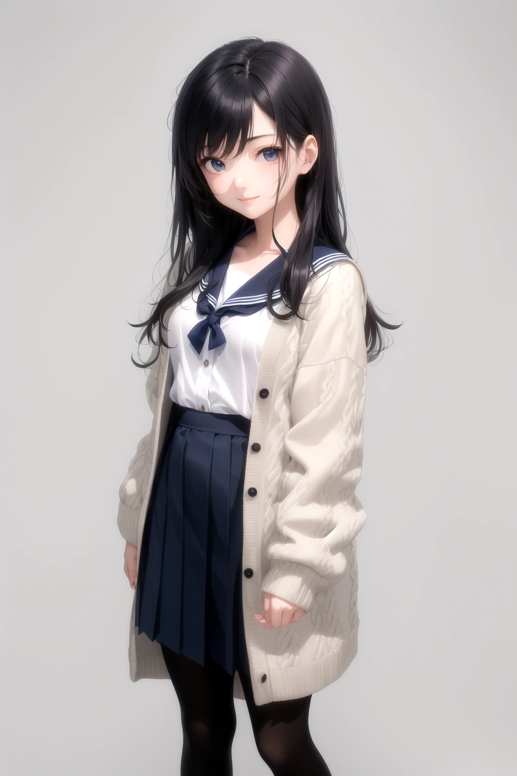 白カーディガン×セーラー