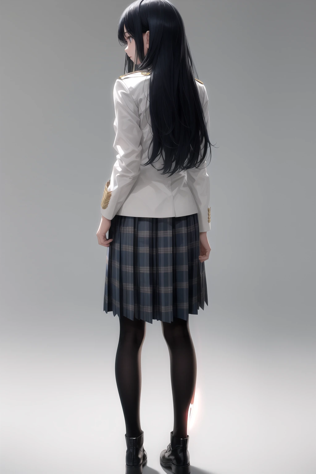 サックスブルーチェックスカート