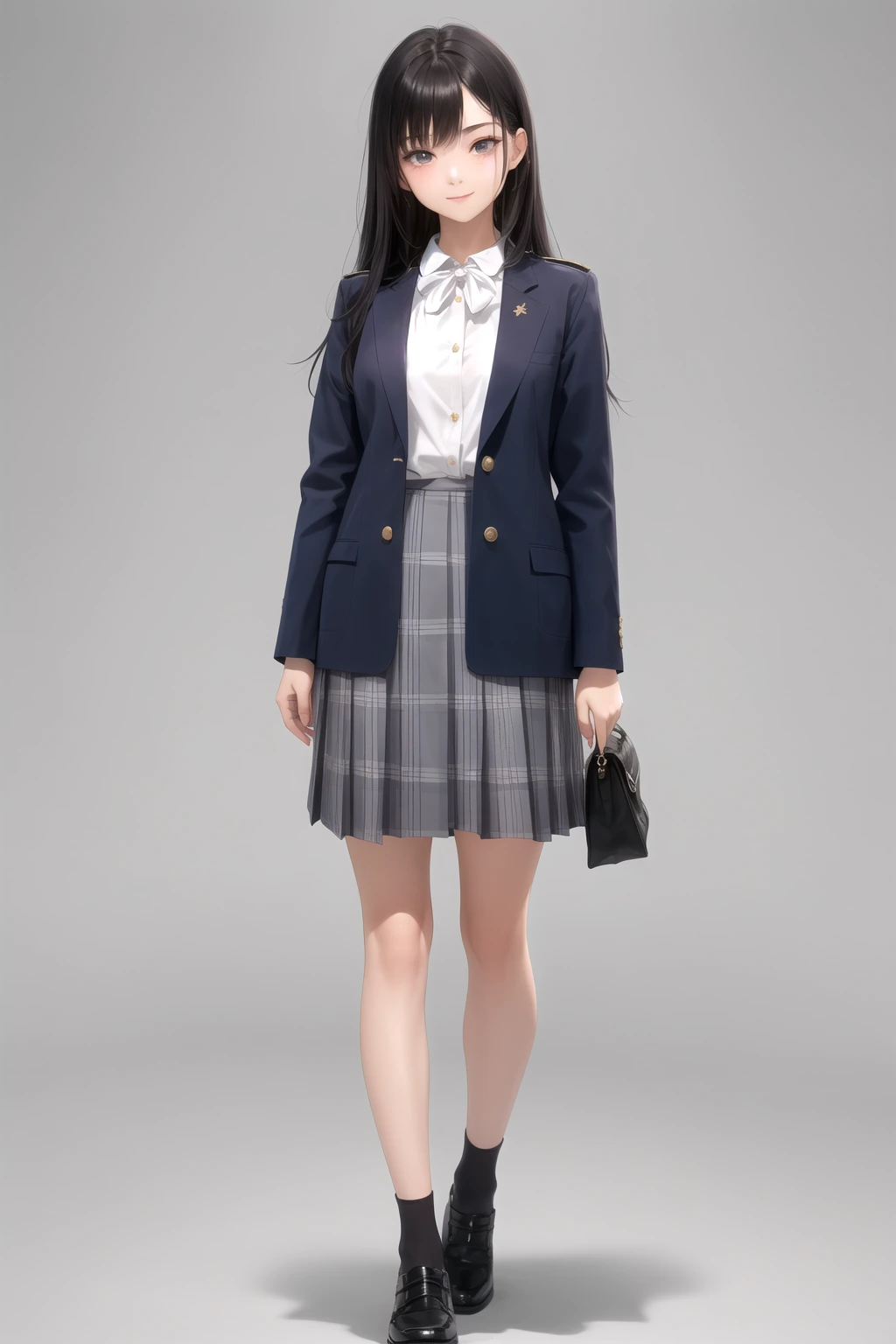 サックスブルーチェックスカート