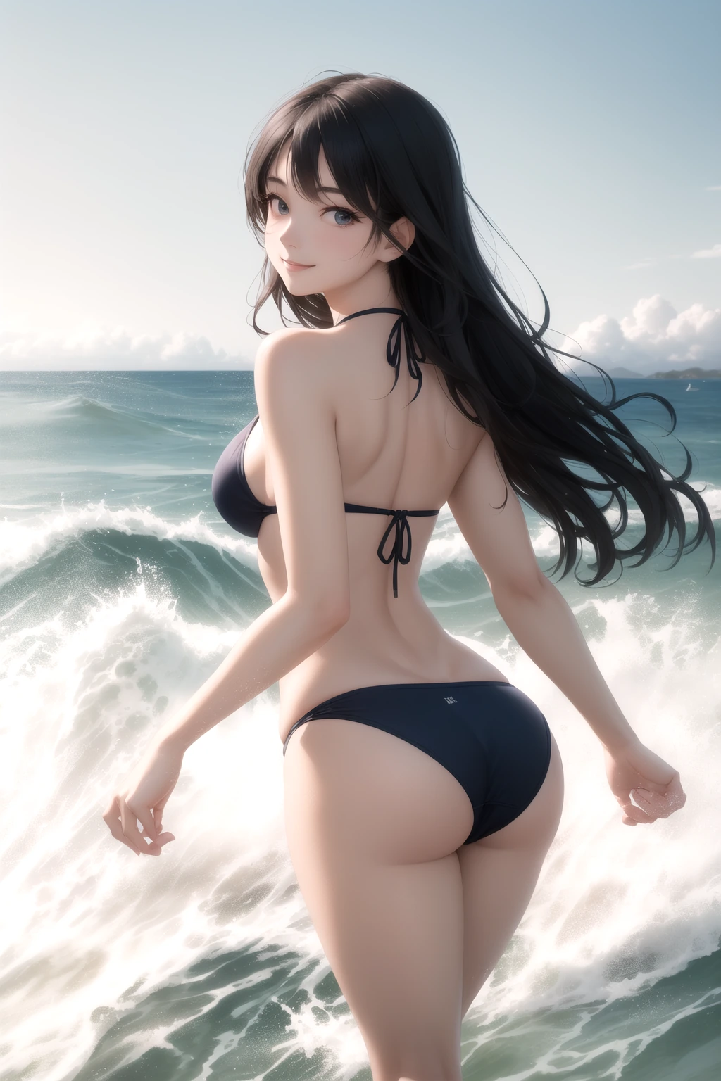 波際を走り振り返り
