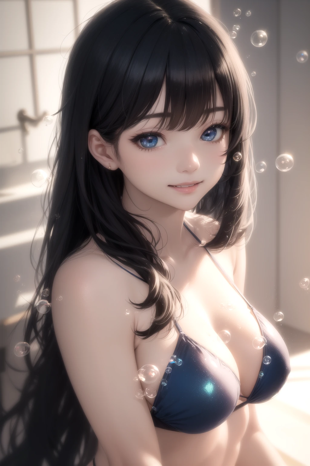 虹色のシャボン玉を吹く