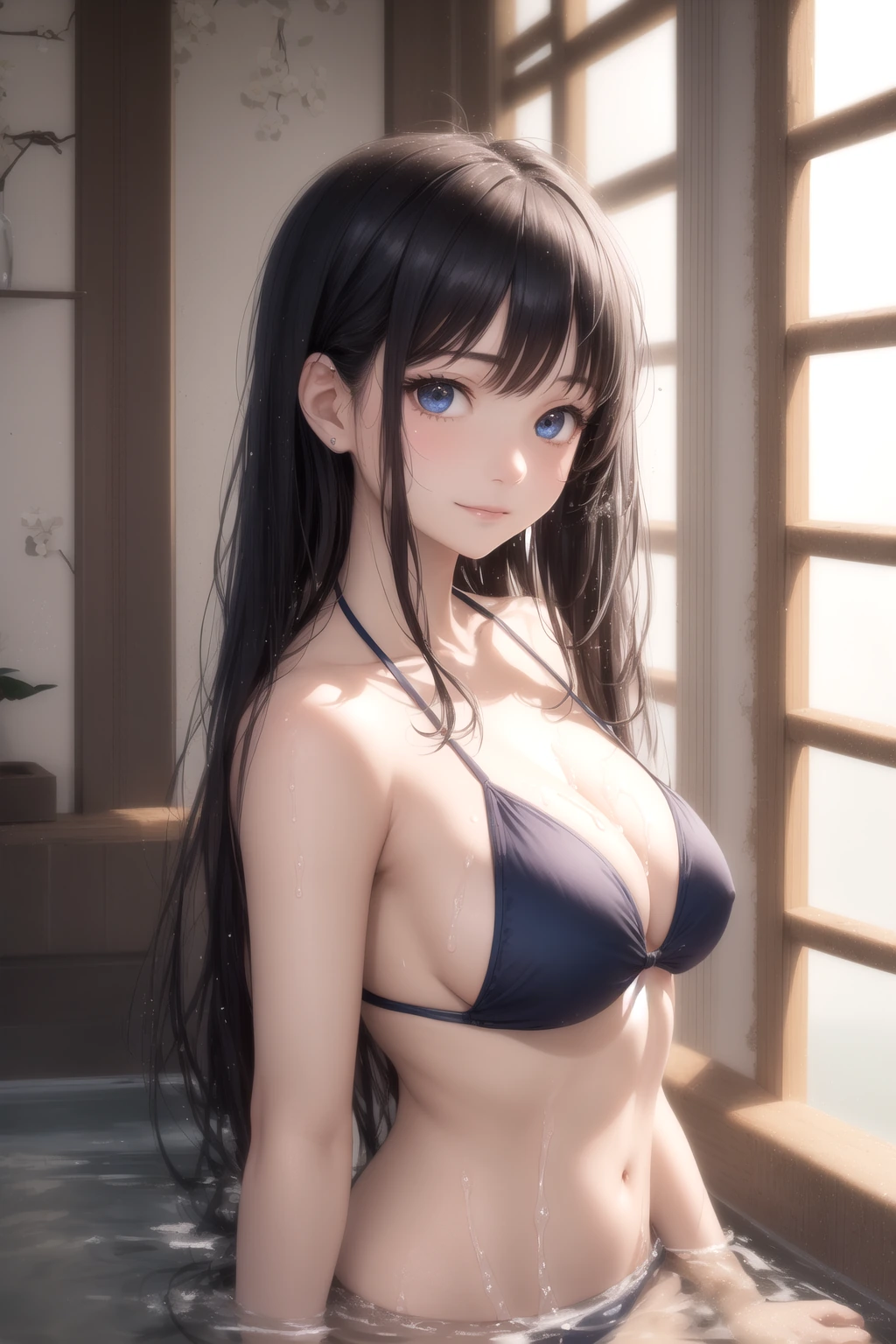 半身浴のリラックス表情