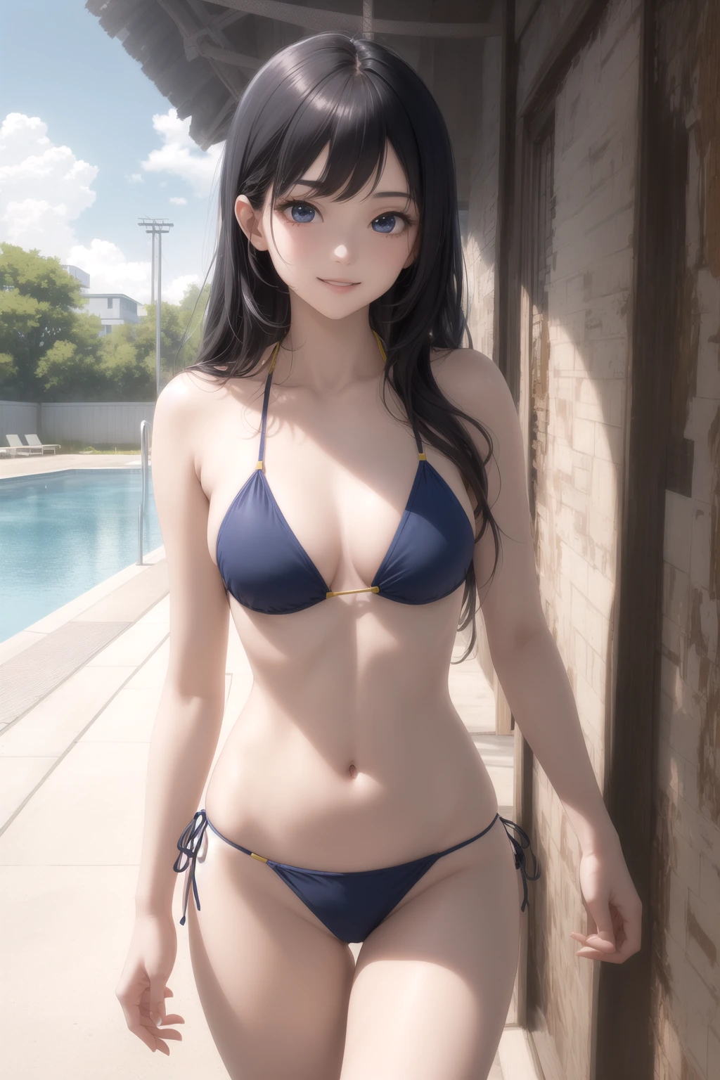 プールサイドを歩く後ろ姿