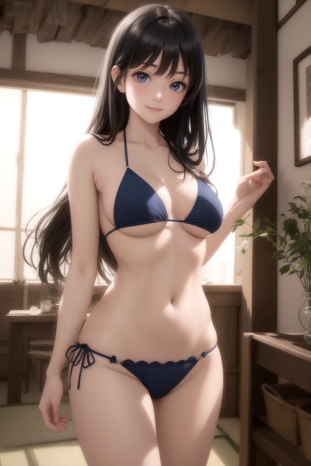 コテージ前で佇む