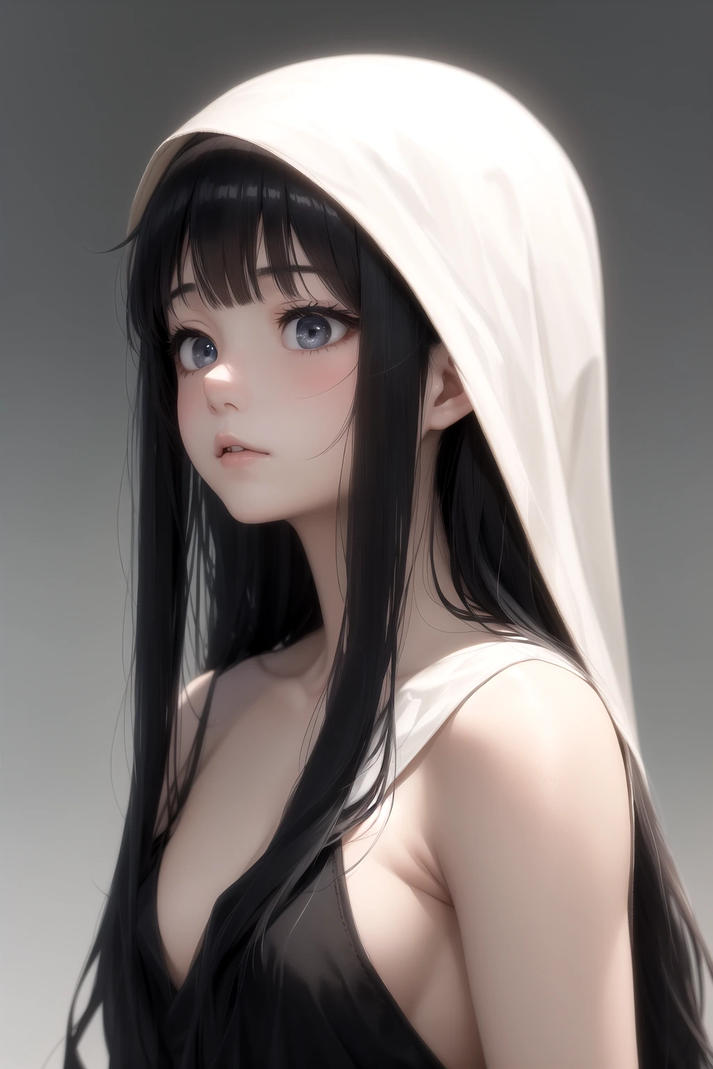 物思いにふけって遠くを