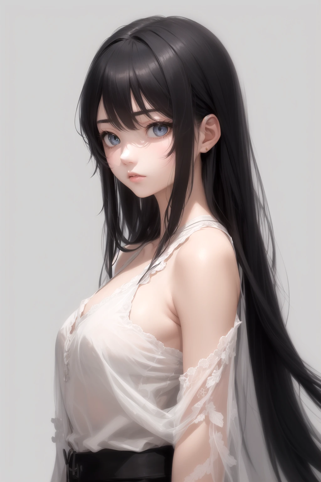 斜め下に視線を落とす