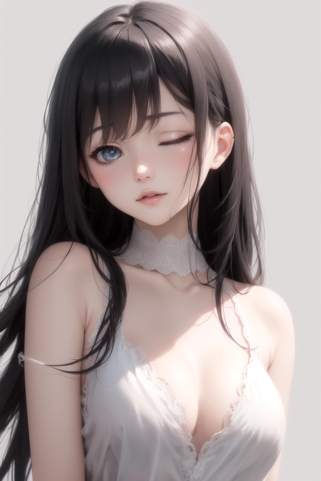 目を閉じる