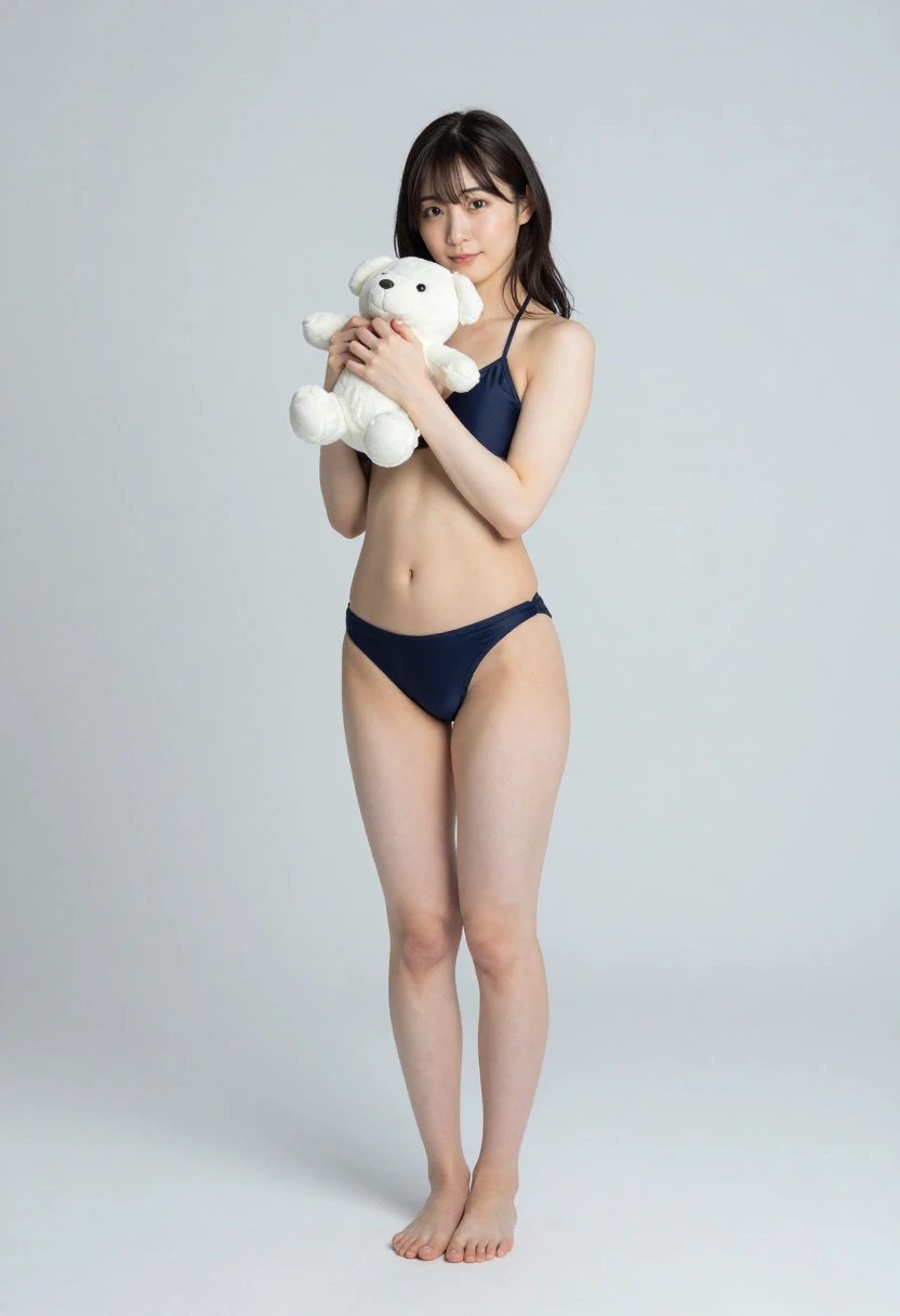 ぬいぐるみを抱きしめる