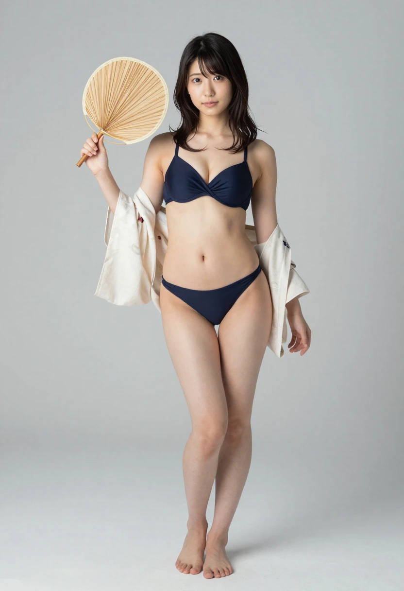 浴衣で団扇
