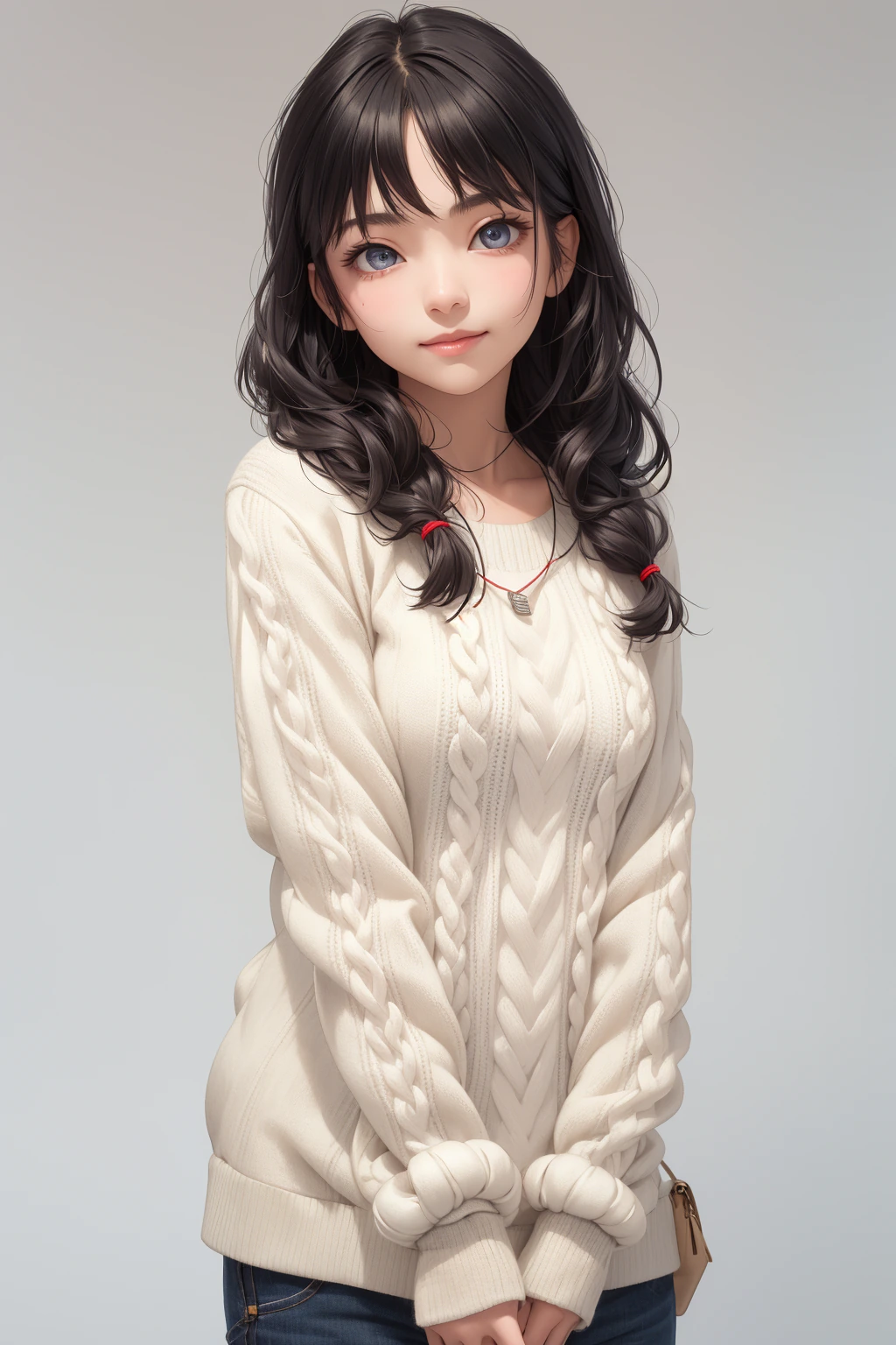 ケーブル編みニット(ローゲージ)