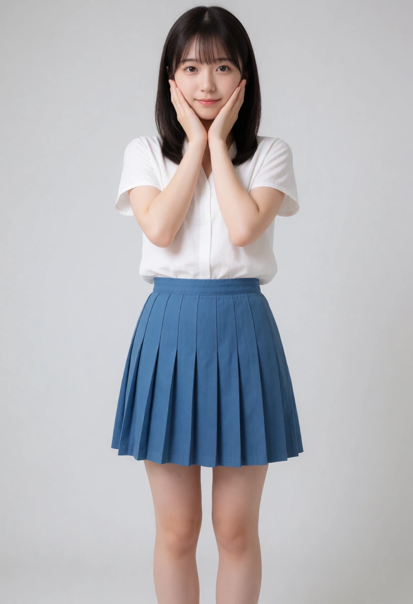 ほっぺに両手