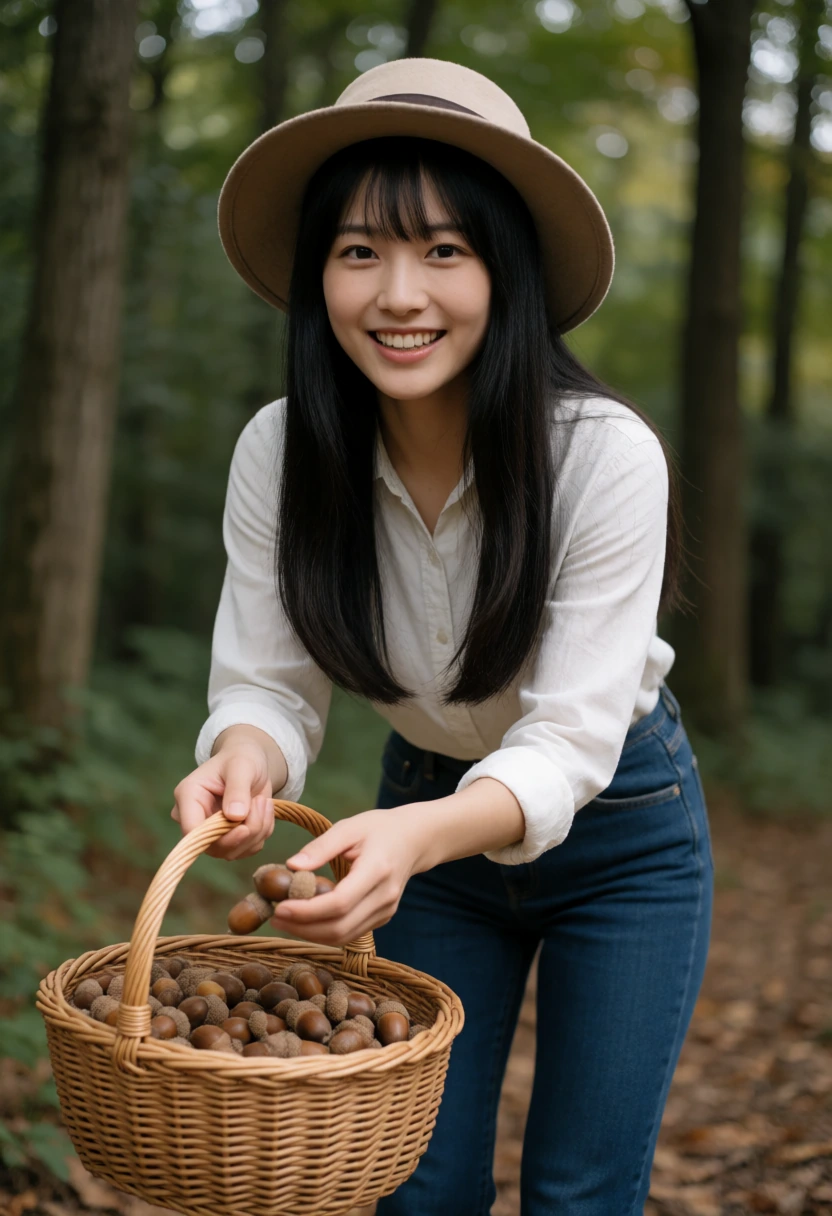 木の実拾い