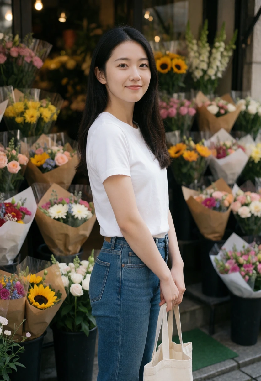 花屋の前