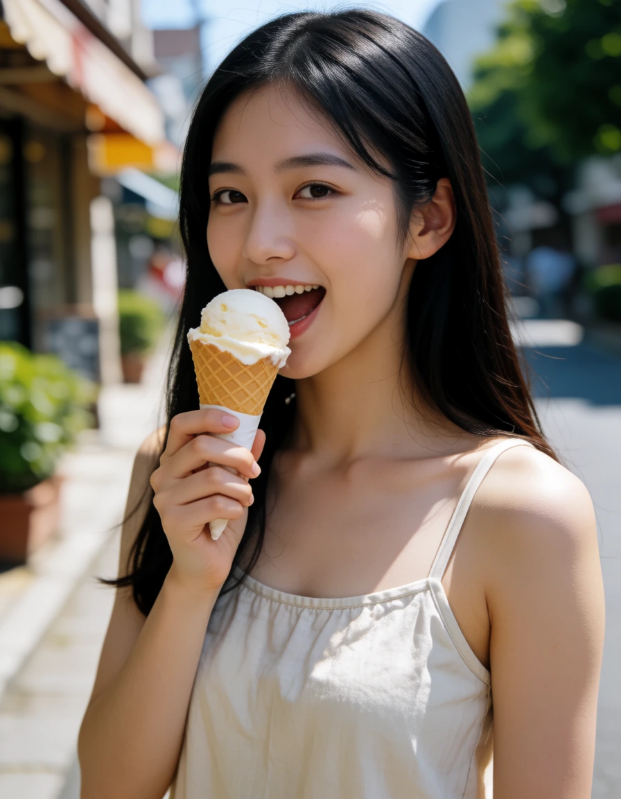 アイスを食べる