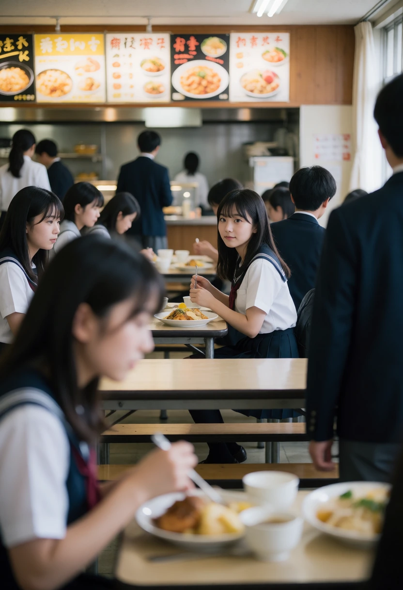 学食・人波の前ボケ