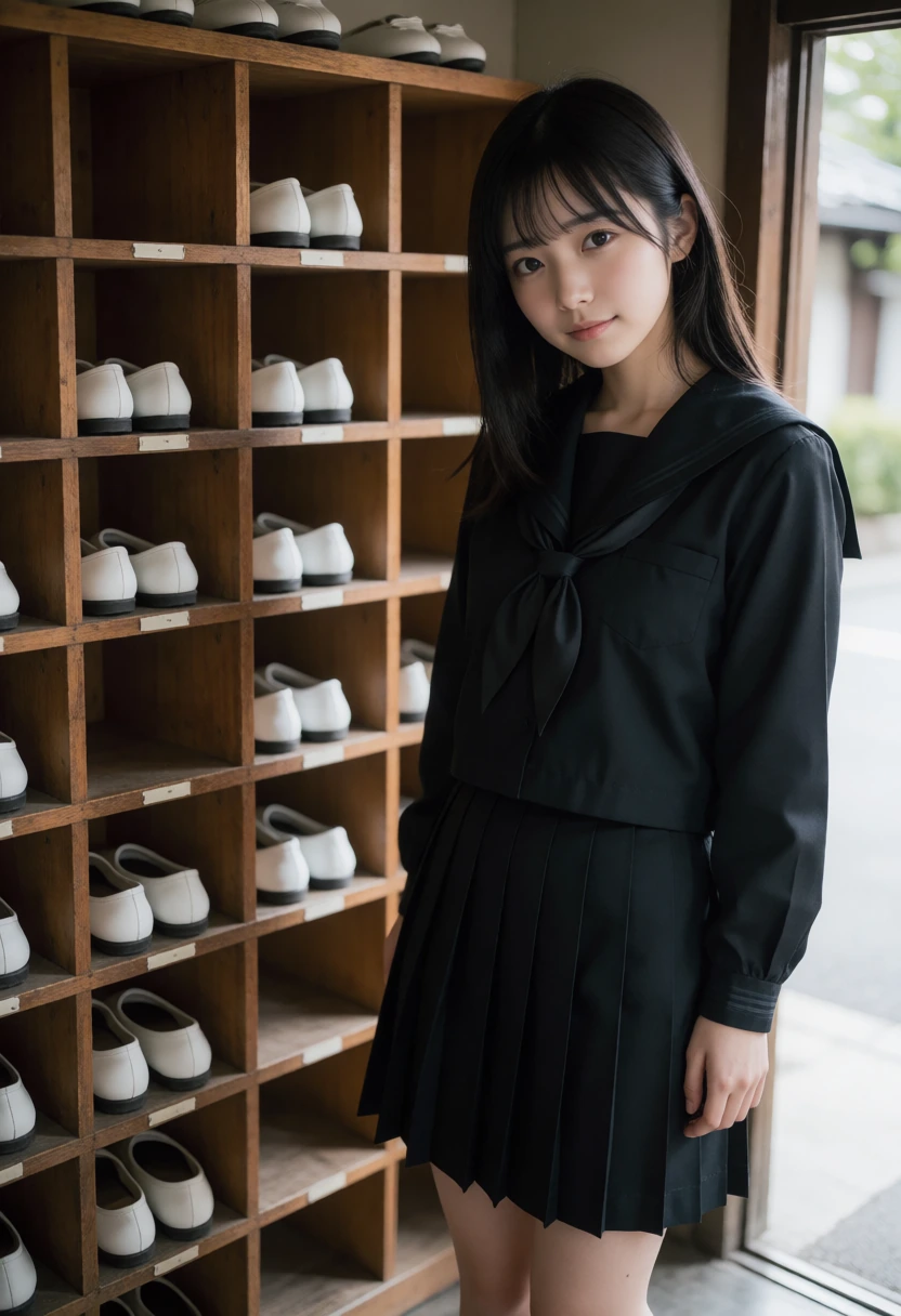 下駄箱・黒セーラー