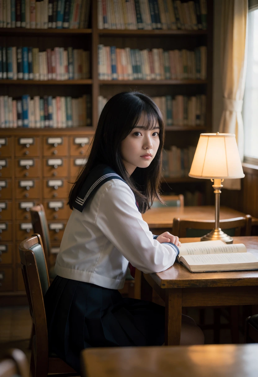 図書室・考えごとの顔