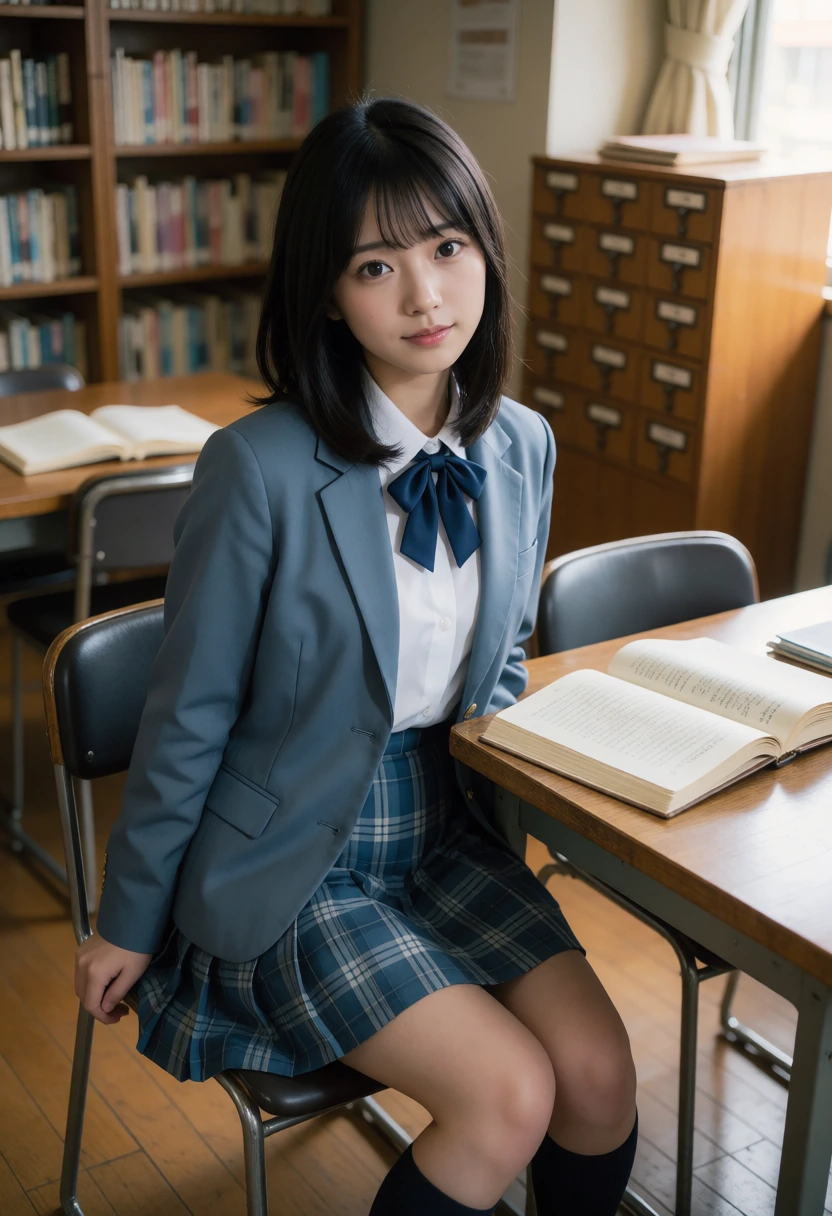 図書室・くすみブルーブレザー