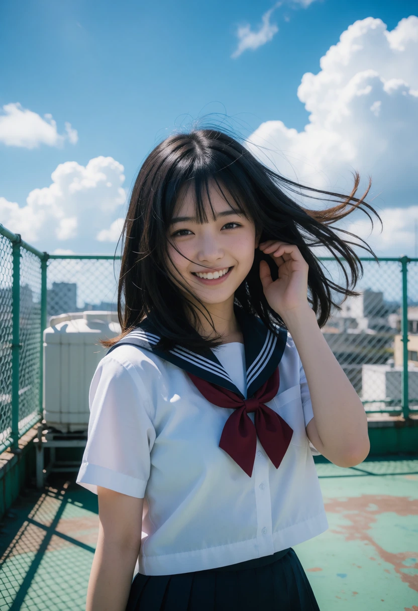 屋上・風にさらわれる髪