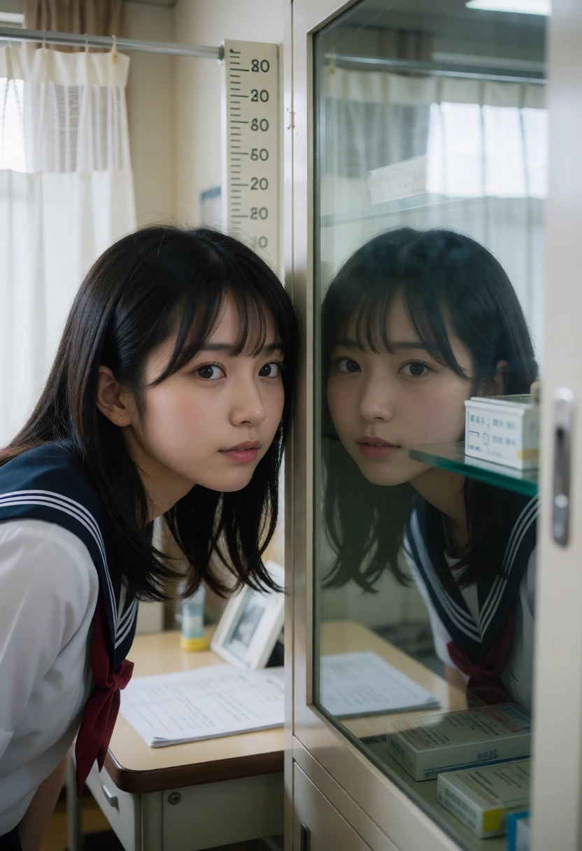 保健室・薬品棚のガラス