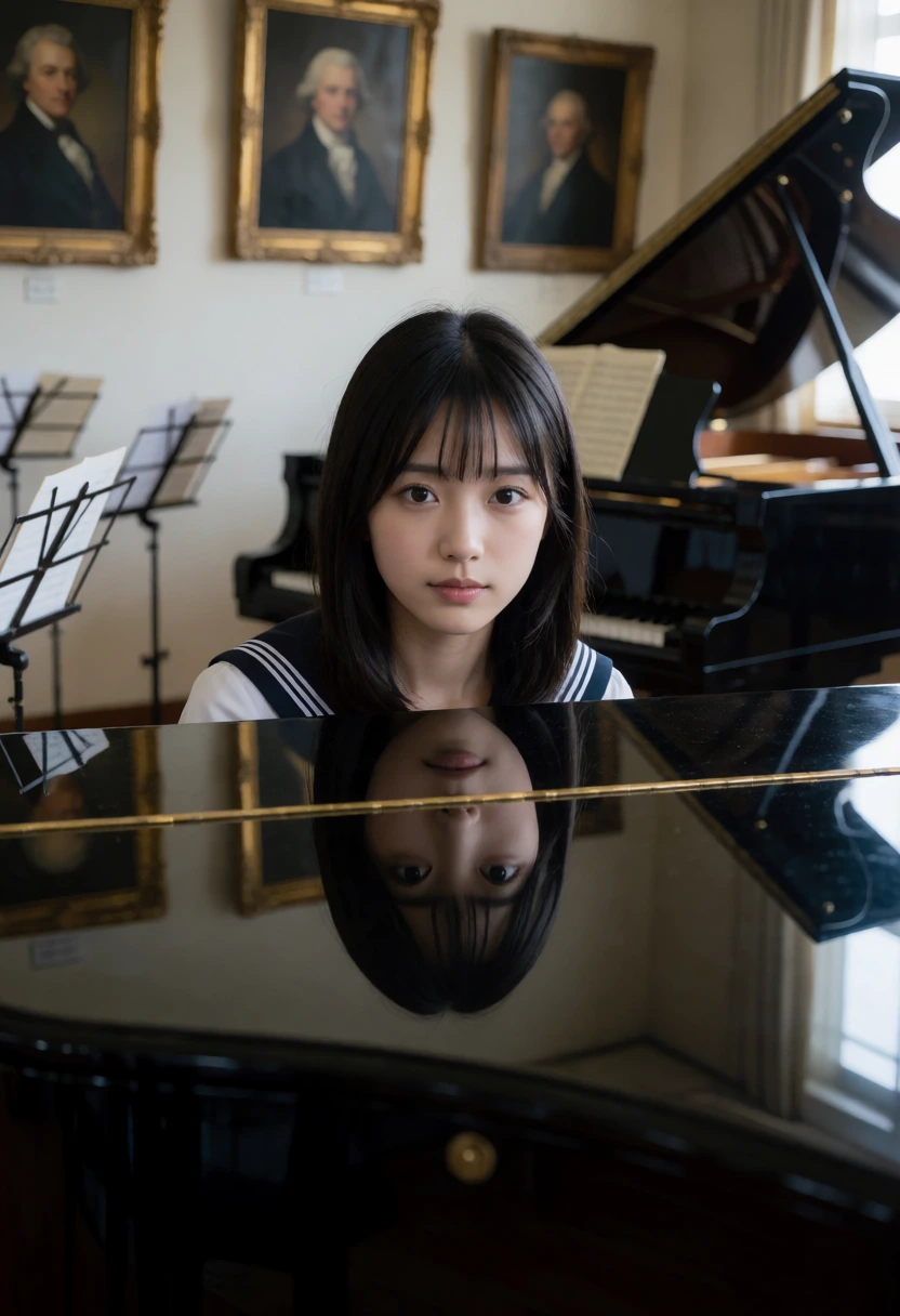音楽室・ピアノの黒艶