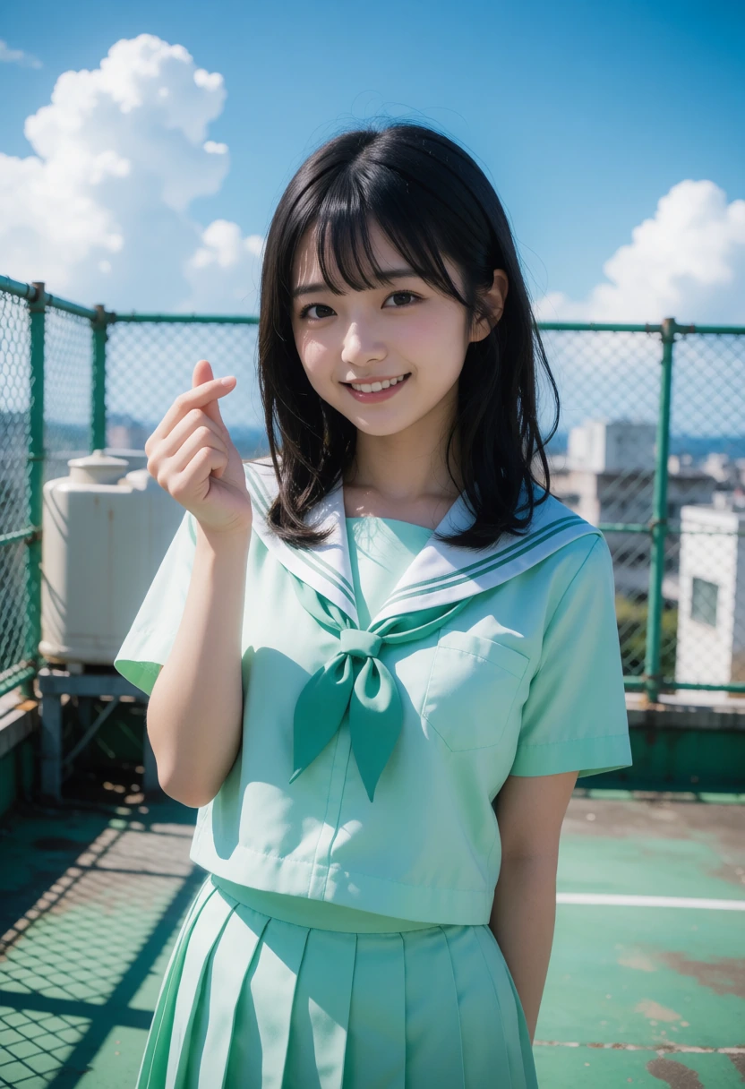 屋上・ミントグリーン制服