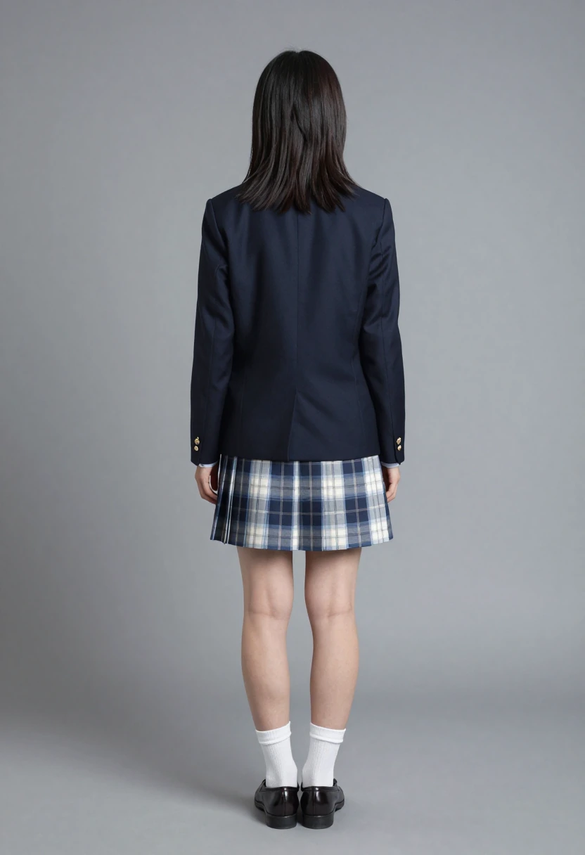 サックスブルーチェックスカート