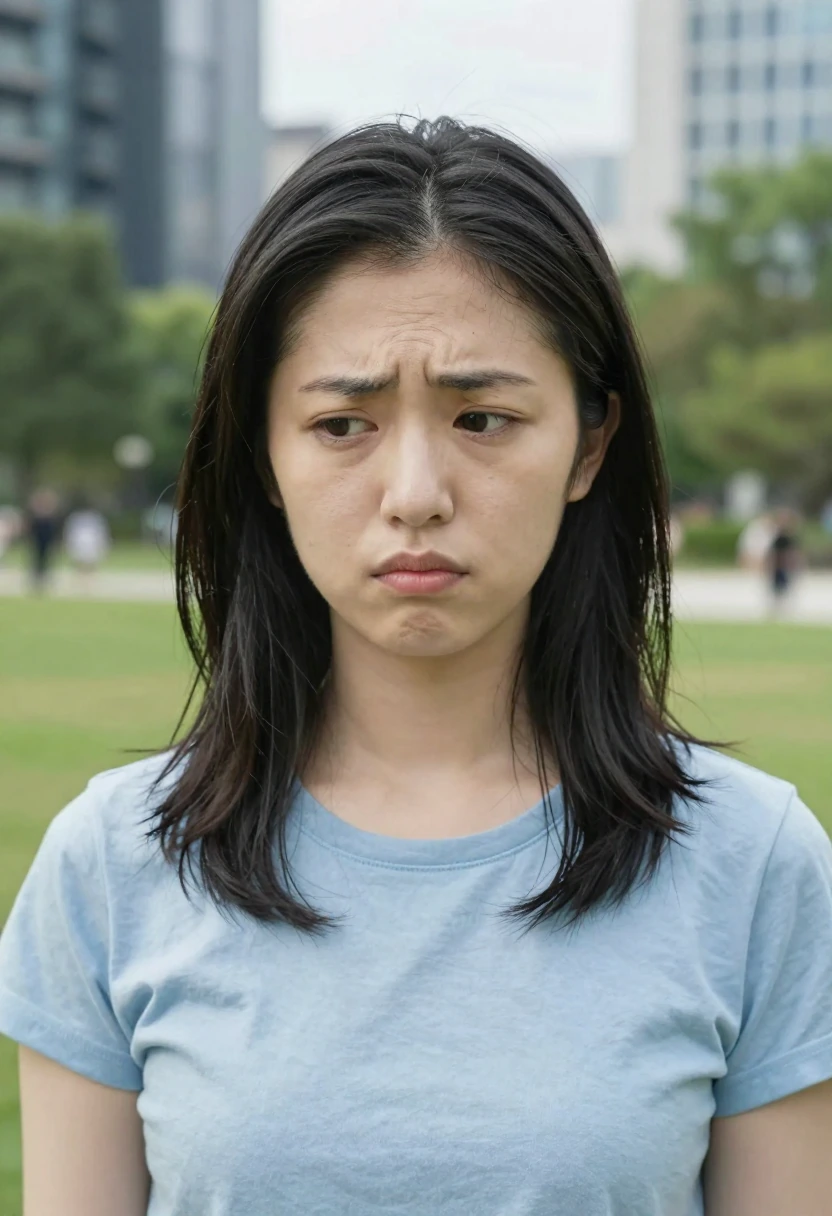 斜め下に視線を落とす