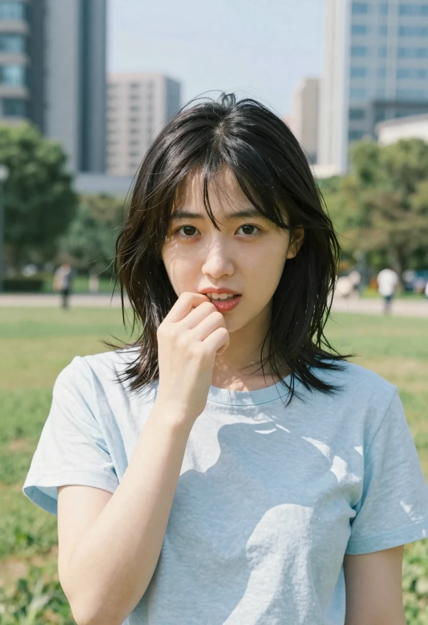 唇を噛む（biting lip）