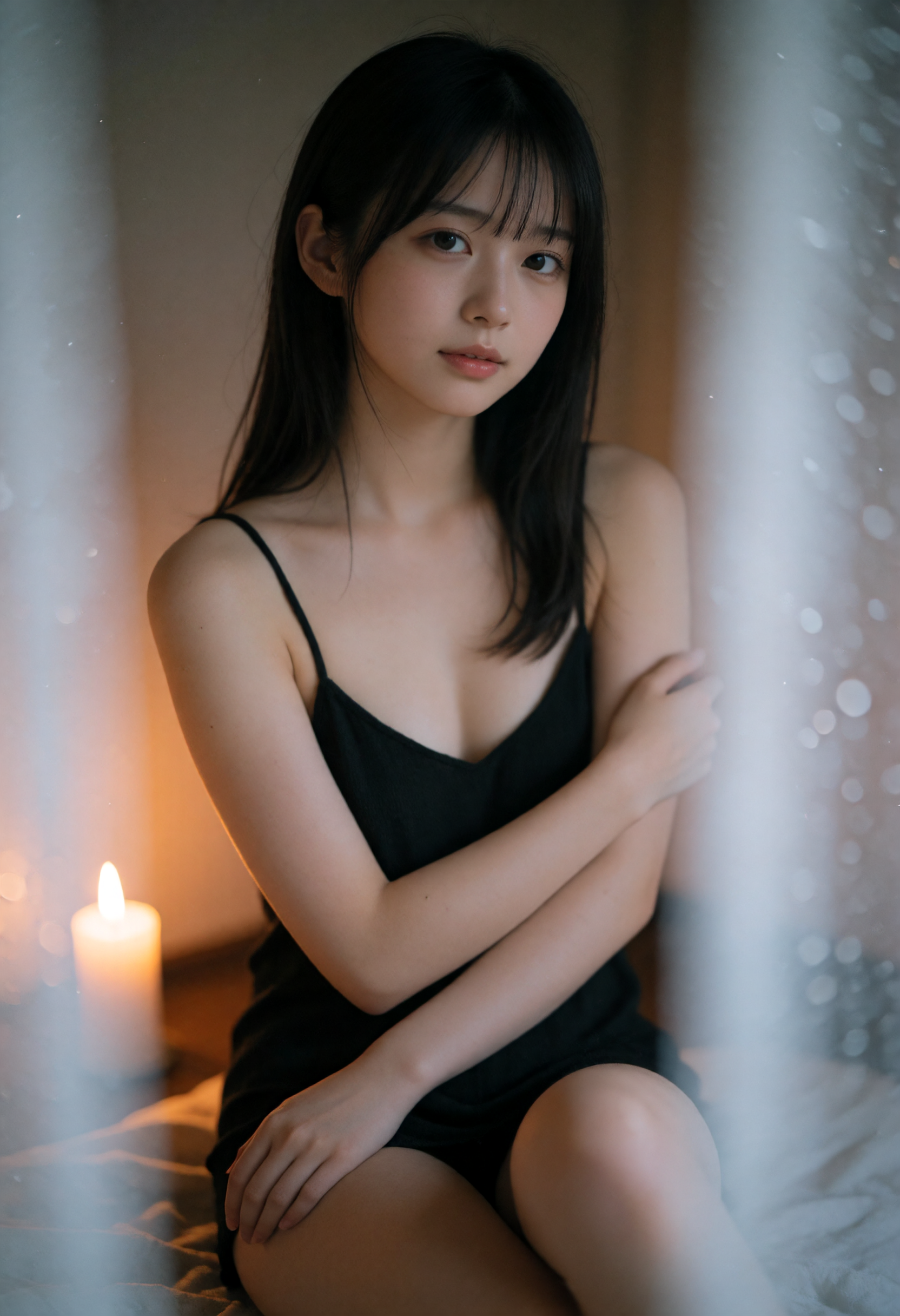 暖色の一灯があるだけで、青い夜が部屋になる。