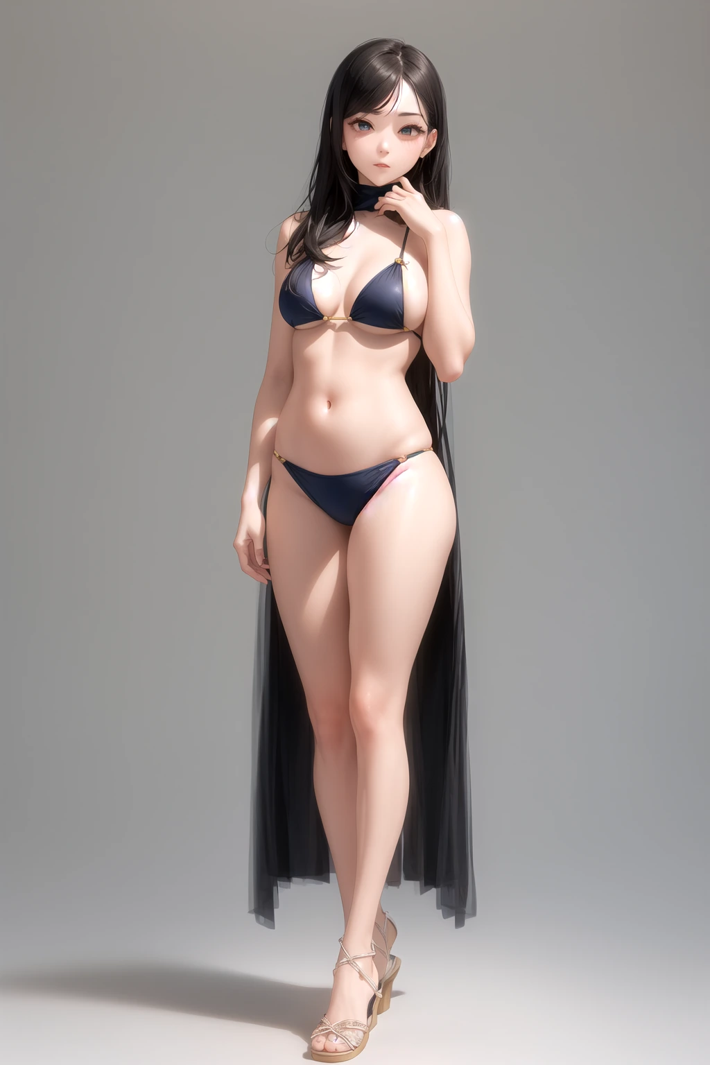 顎に手を添える