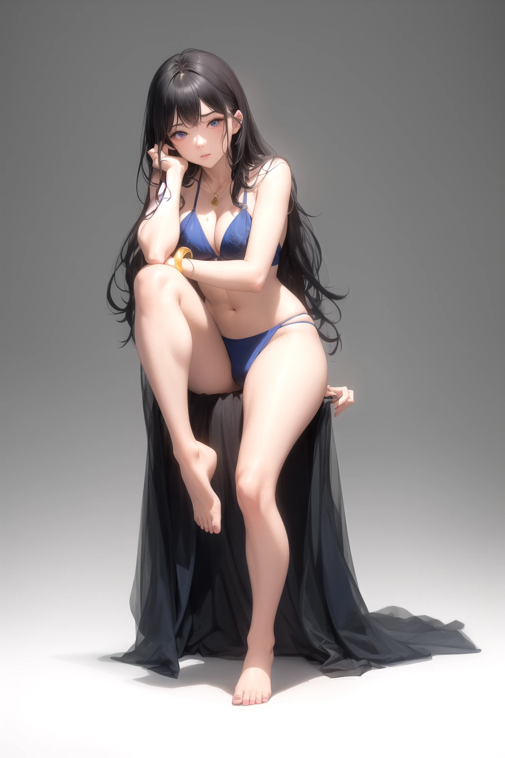 小首かしげ頬手