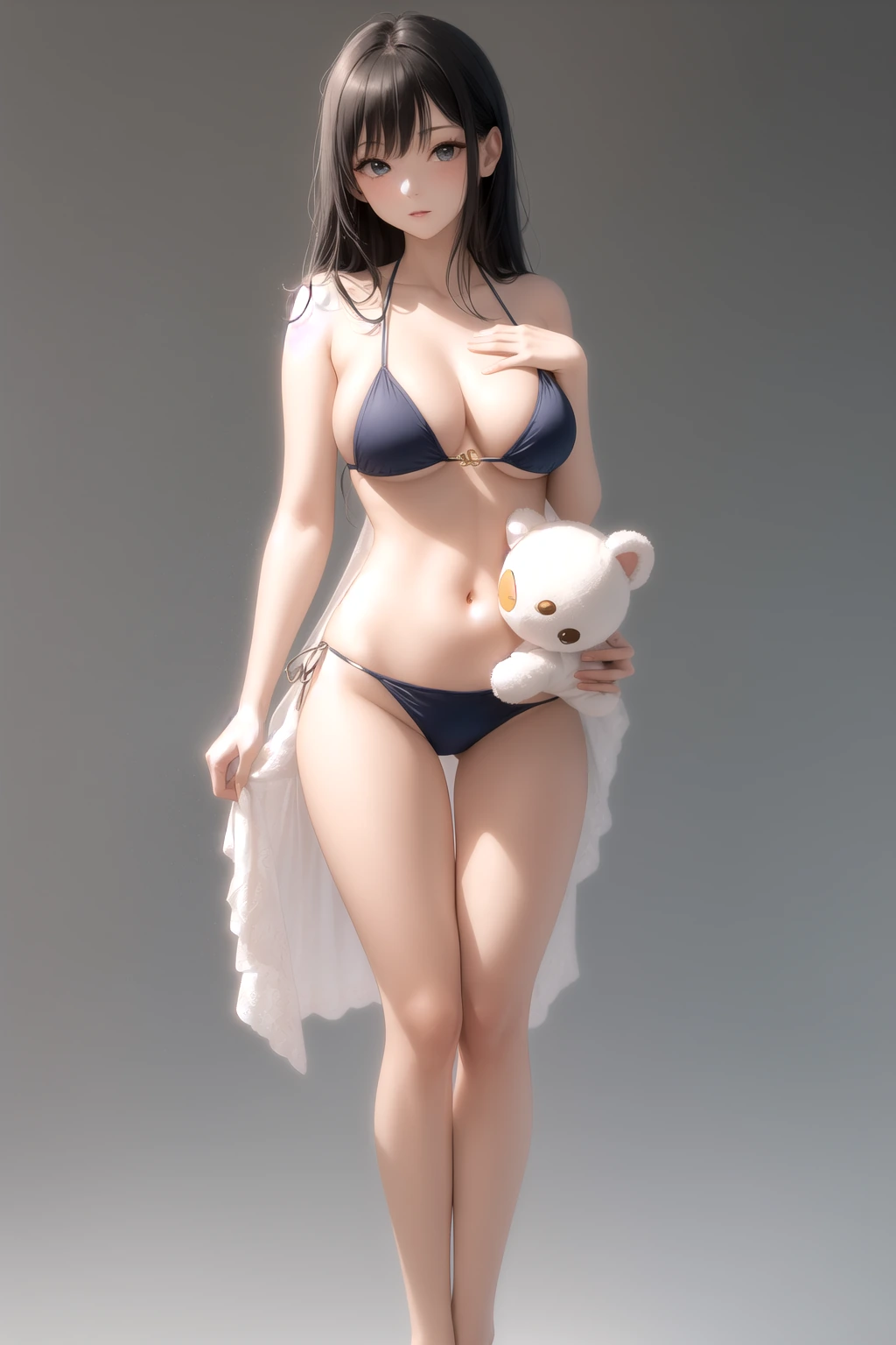 ぬいぐるみを抱きしめる