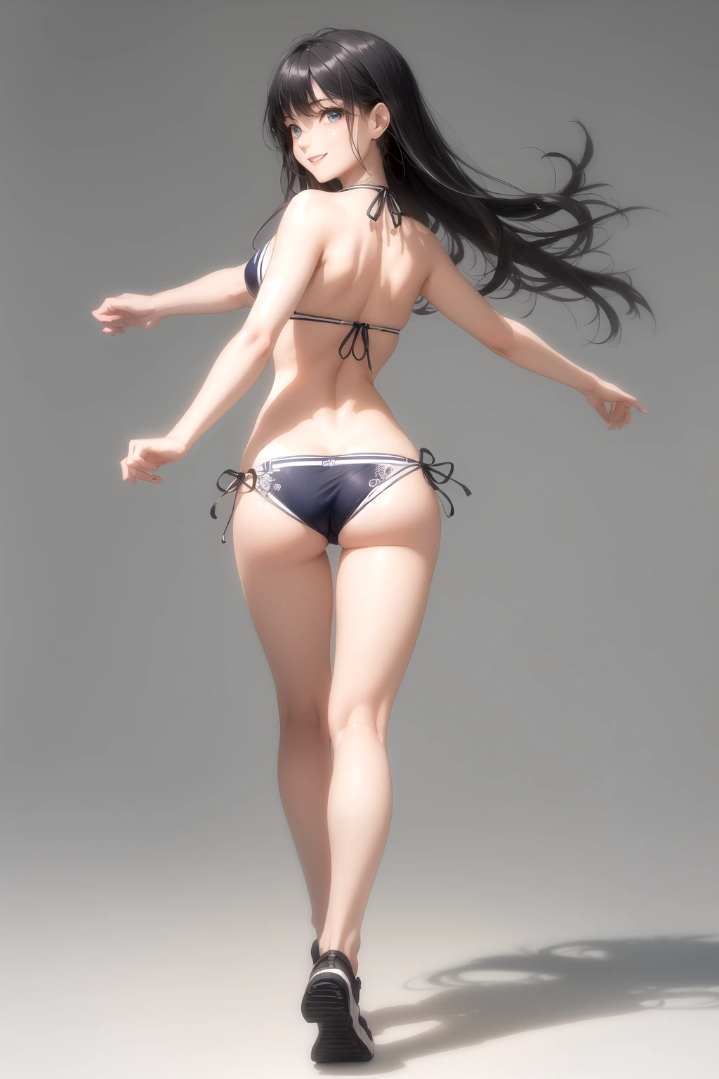 笑顔で振り返り走り