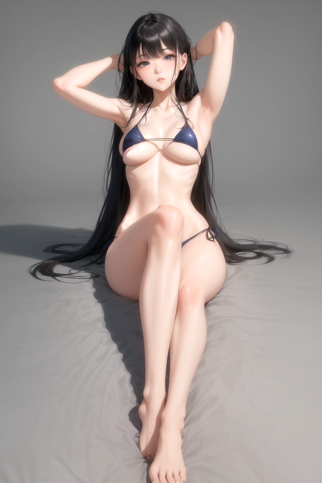 仰向けで手を頭下に