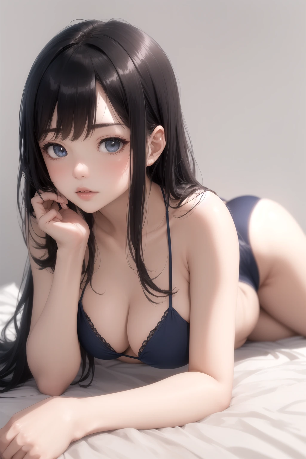 横向きで頬杖