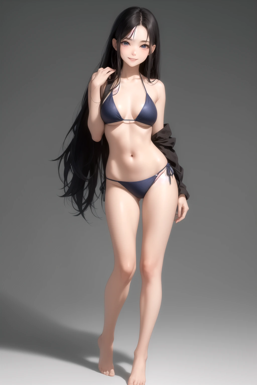 うつむき微笑み