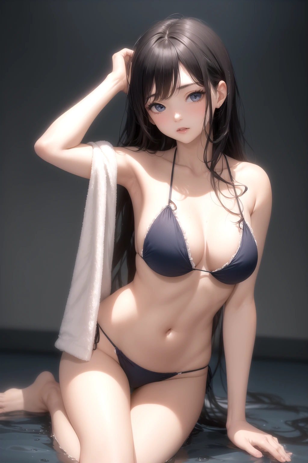 湯上がりに髪を拭う