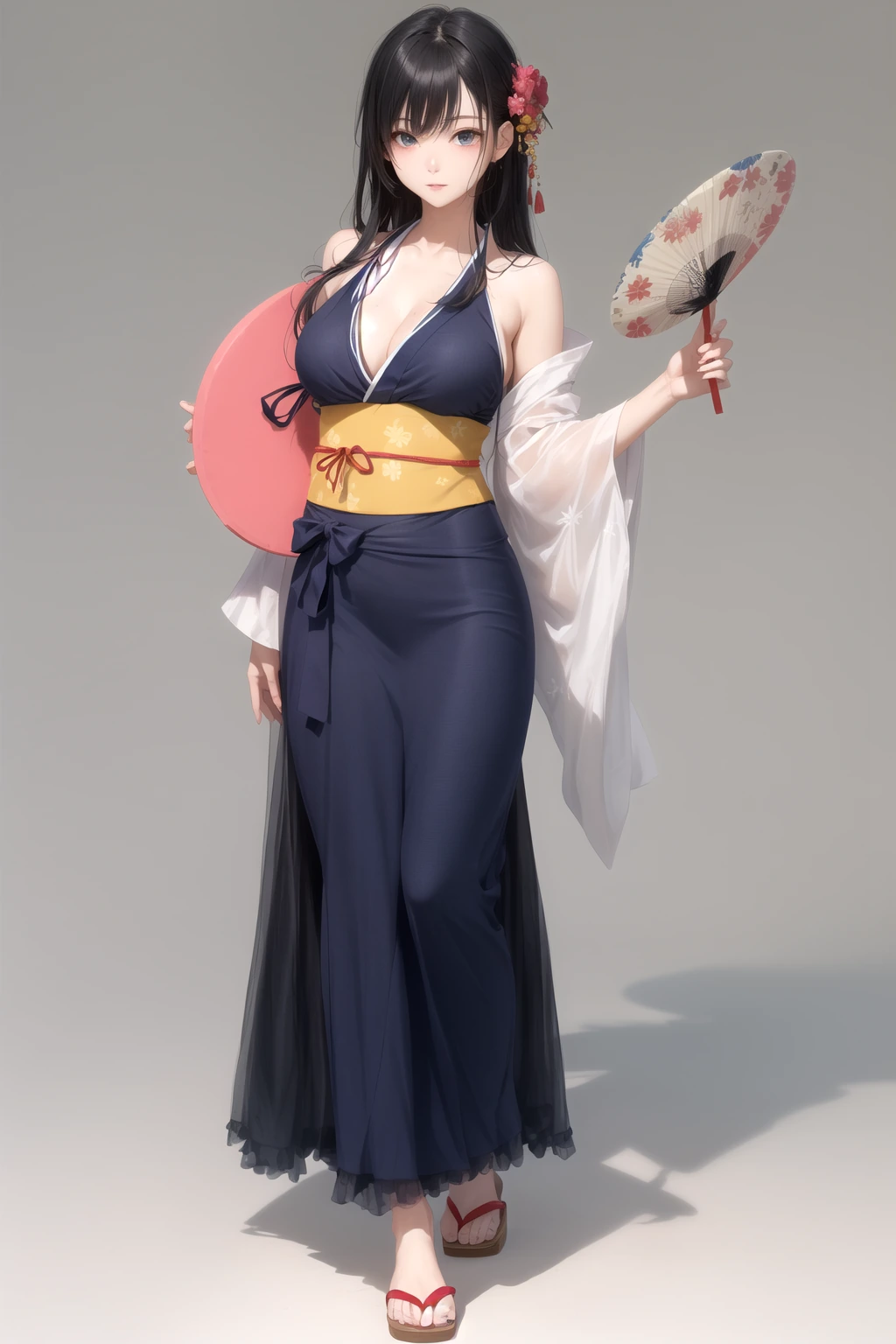 浴衣で団扇