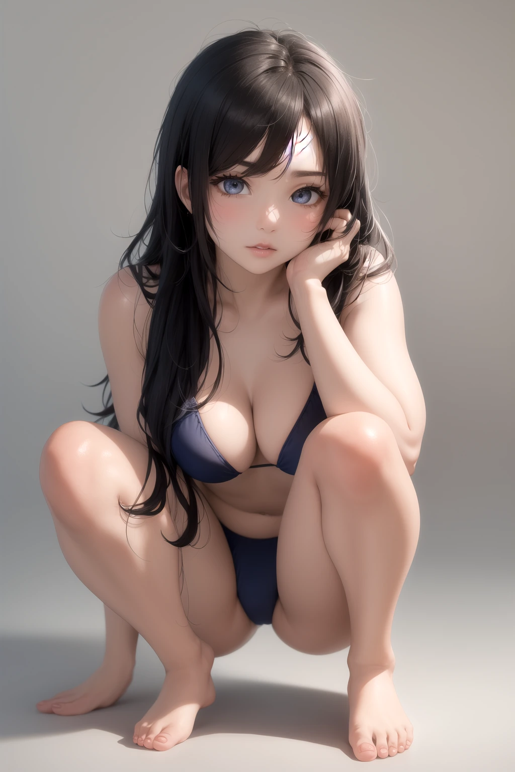 しゃがんで上目遣い