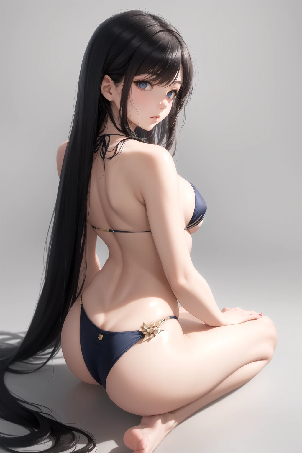 横座りで振り返る