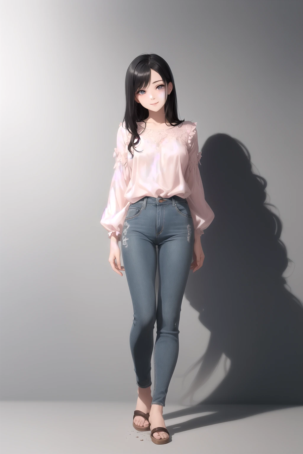 ダスティピンクパフ袖ブラウス